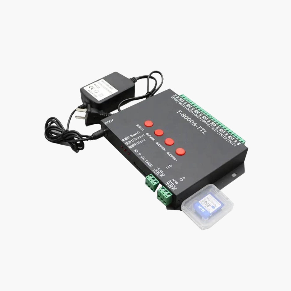 T-8000A TTL LED Controller SD Card 8192 Pixels for LED Strip Lights