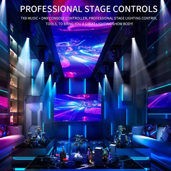 T8K Music & DMX Console Pixels LED Strip Controller 8 Channels Port With Mic inAux in Control