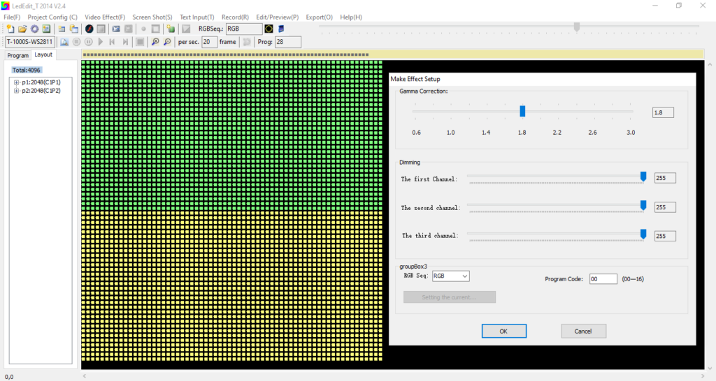 How to Connect Two T1000s LED Controllers 9 Export effects window - LEDEdit 2014