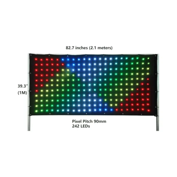 LED Motion Drape Facade: 242 LEDs with App/Art-Net Control for DJ Booth