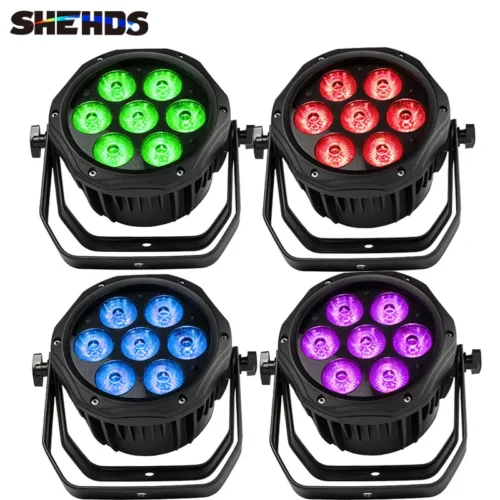 8PCS Professional Aluminum IP65 Waterproof 7x18W RGBWA UV LED Par Lights With Controller For DJ Club Stage Party Disco from SHEHDS Global Store.