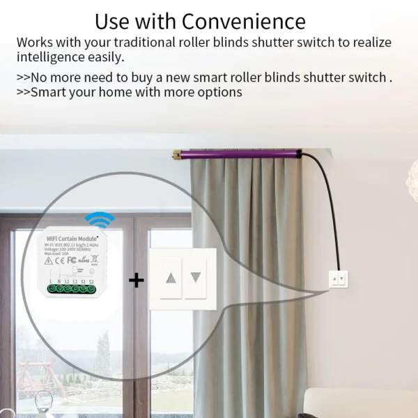 Tuya WiFi Smart Curtain Switch Module For Roller Blinds Shutter Motor Smart Life Remote Control Alexa Google Home Voice Control