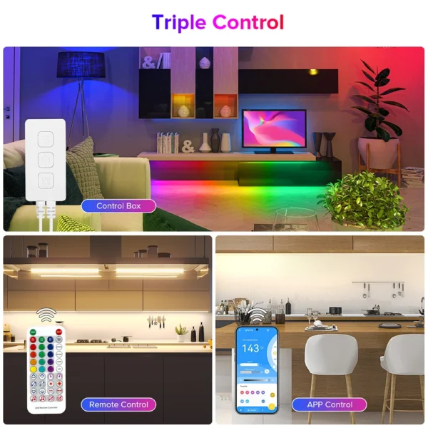 SK6812 RGBW Music Controller Built-In Mic WS2814 TM1824 SM16704 UCS2904 LED Light Strip SP617E Bluetooth App IOS Android DC5V-24