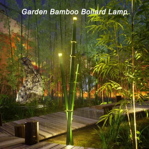 Solar Lights Bamboo Bollard Lamp Outdoor Decorative Solar Garden LED Lights Lawn Lamp for Yard Patio Garden Decor