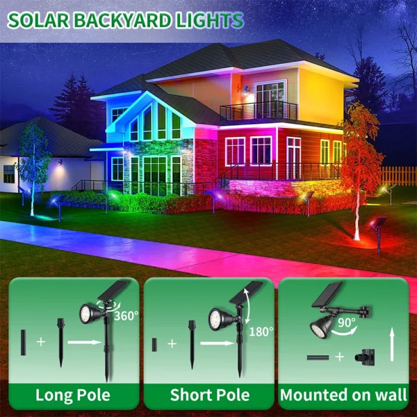 Solar Spotlight LED Solar Wall Lights IP65 Waterproof Solar Light Solar Garden Light Solar Lamp for Yard Lawn Walkway Outdoor