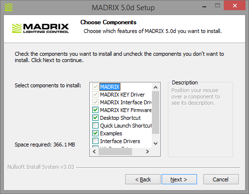 Installation Of The MADRIX Software 3 choose components