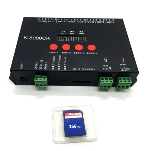 K-8000CK Pixel LED Controller, SPI signal, 8 Ports output DC5~24V input, for WS2812, WS2818, WS2815, WS2811, etc.