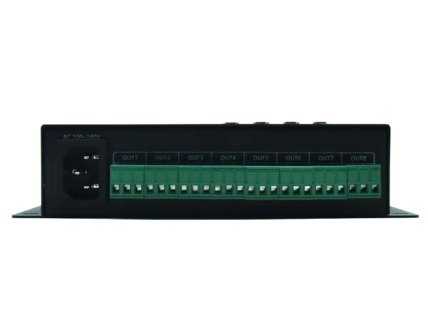 8 Ports DMX Controller supports SPI LED light AC100V-240V for Indoor Stage Display, KTV, Bar Lighting, supports Sound Activation