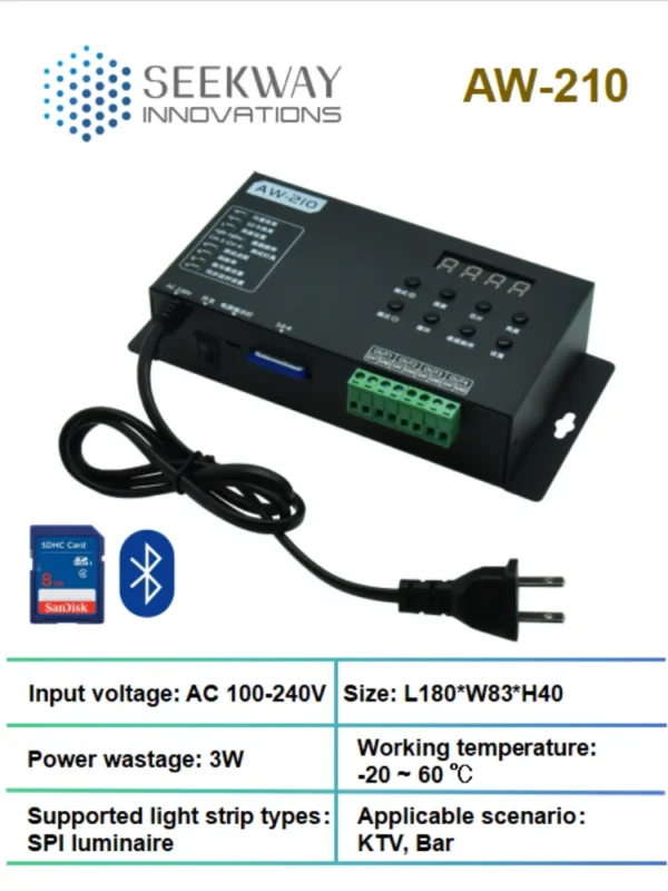 LED Controller 4CH 1280 Pixels for WS2801 WS2812B WS2811 LPD8806, built-in effect supports SD card & Bluetooth for Indoor Light