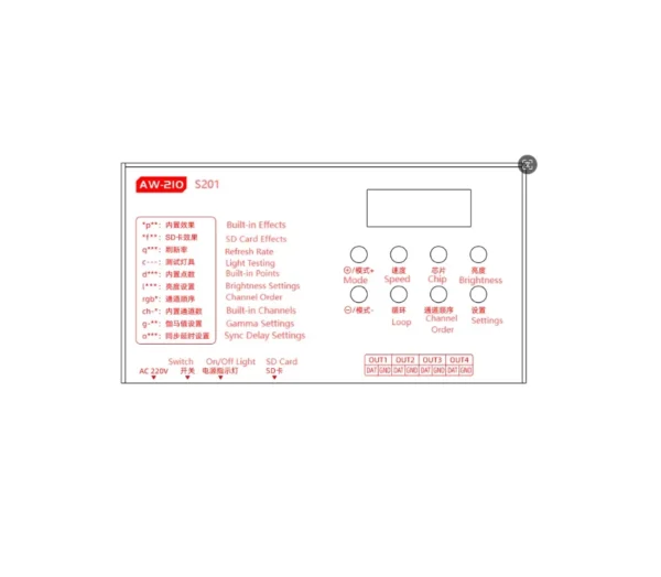 LED Controller 4CH 1280 Pixels for WS2801 WS2812B WS2811 LPD8806 RGB LED Strip, built-in effect supports SD card for Indoor Light.