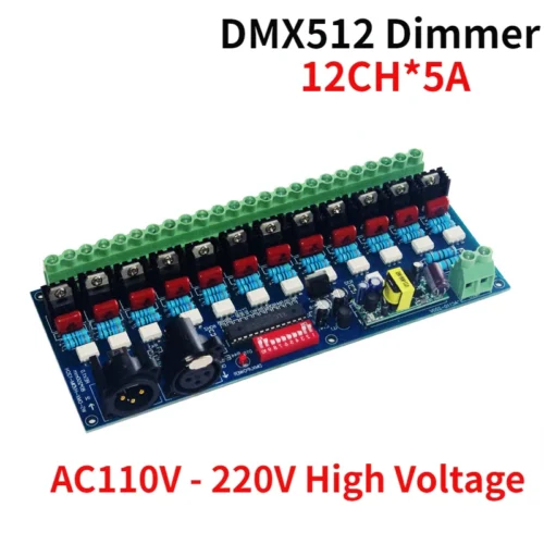 High Voltage 12 Channel Dimmer DMX512 Decoder 50HZ 12CH 5A/CH DMX Dimmer AC110V-220V For Incandescent Lights Lamp Lighting.