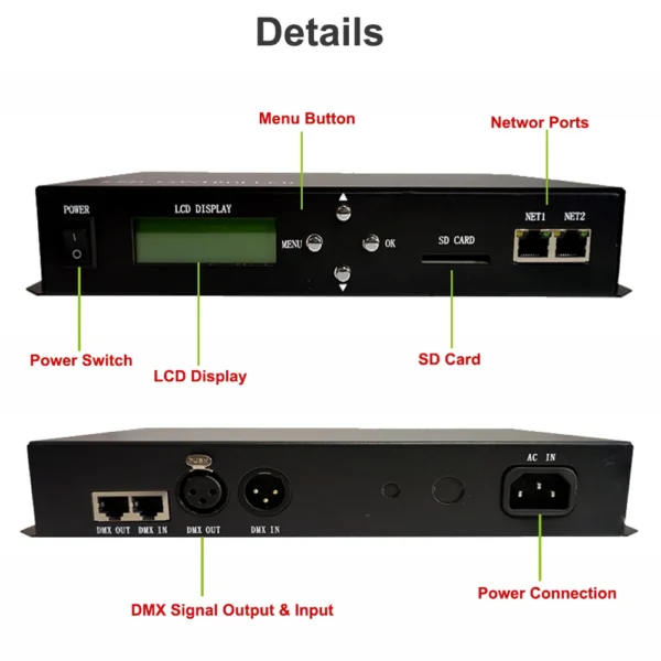 H801TC LED Master Controller Pixel LED Controller Drive 150000 Pixels Strip Light Work With H802RA H801RC Support DMX Console.