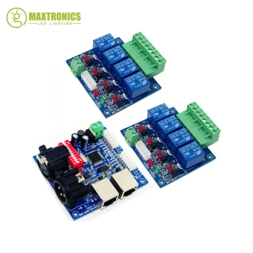 2x4CH Relay Switch Dmx512 Controller, 1xDMX512 XRL RJ45, Relay Output, DMX Relay Control, 4-way Relay Switch (Max 10A).