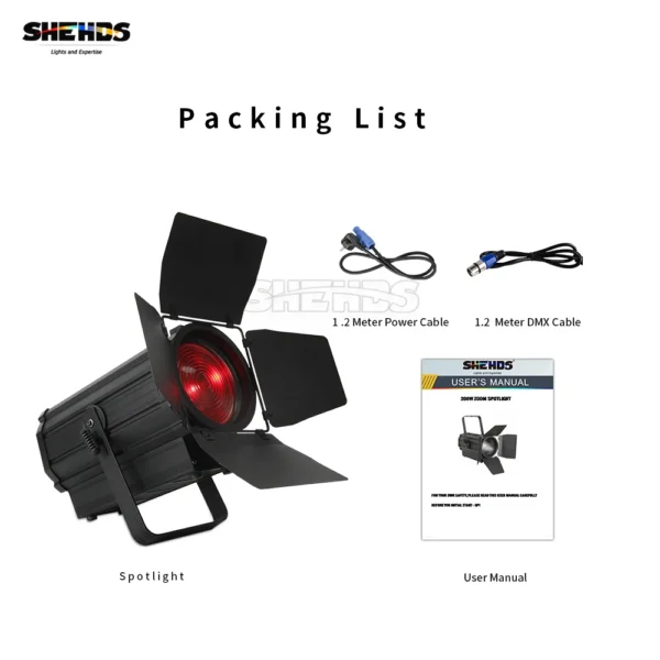 SHEHDS 2PCS Adjustable Focus 250W RGBW/WCW Par Light Fresnel Lens for Party Wedding Studio Performance