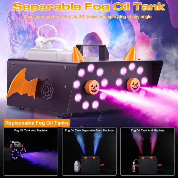 Somspot 1500W LED Fog Machine Remote Fogger Ejector Smoke Machine Stage Equipment for DJ Disco Wedding Party