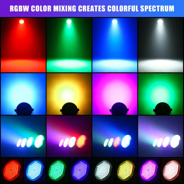 Somspot RGBW 4-in-1 LED Par Lights DMX512 Stage Effect Lighting Projector For DJ Disco Club Wedding Party Church, 4PCS/SET