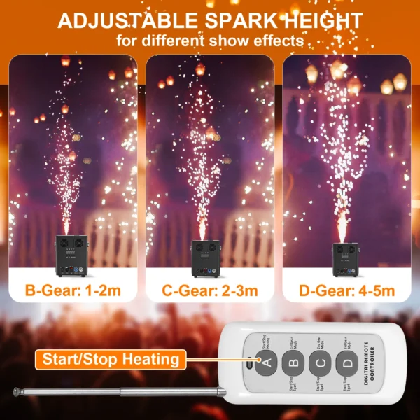 Somspot 700W Cold Spark Machine DMX Cold Firework Machine Remote Control Stage Equipment for Wedding Opening/Ending Ceremony