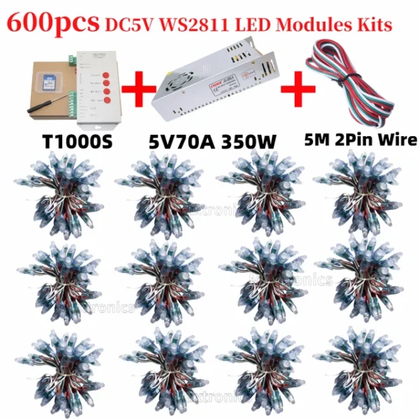 500/600/700pcs DC5V WS2811 Full Color LED Module Light Kits 12mm Waterproof RGB Color Digital LED Pixel Lamp for Festival Decor