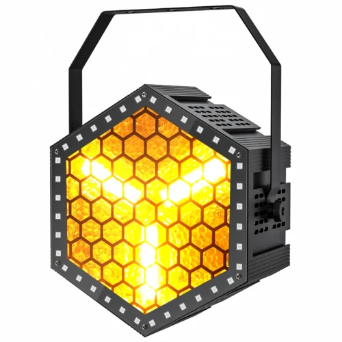 Somspot 200W RGB Retro Flash Light Golden LED Hexagonal Retro Lamp Stage Effect Lighting for Disco Concert Wedding Birthday