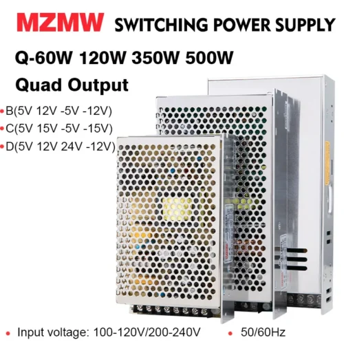 MZMW Quad Output Switching Power Supply 60W 120W 350W 500W AC/DC 5V 12V 24V -5V -12V Four Way SMPS LED Strip Driver Transformer