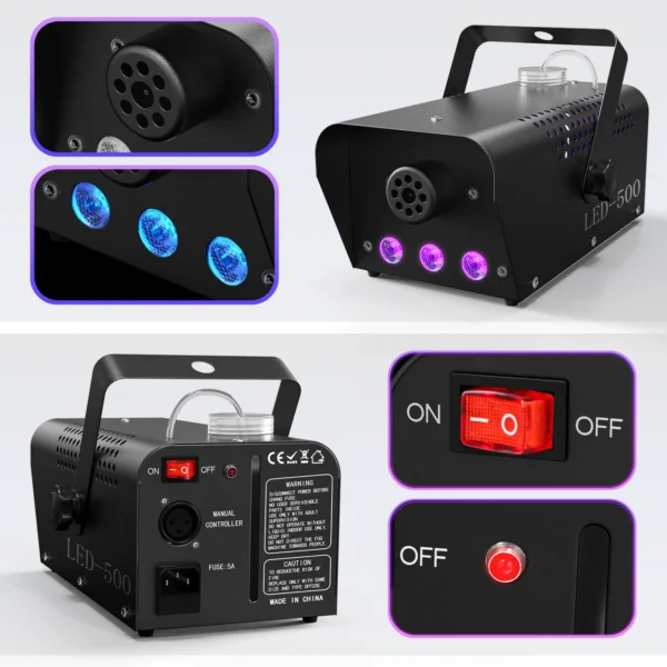 Somspot LED Colorful Smoke Machine Remote Fogger Ejector Fog Machine for DJ Disco KTV Party Wedding Bar Club Stage Equipment