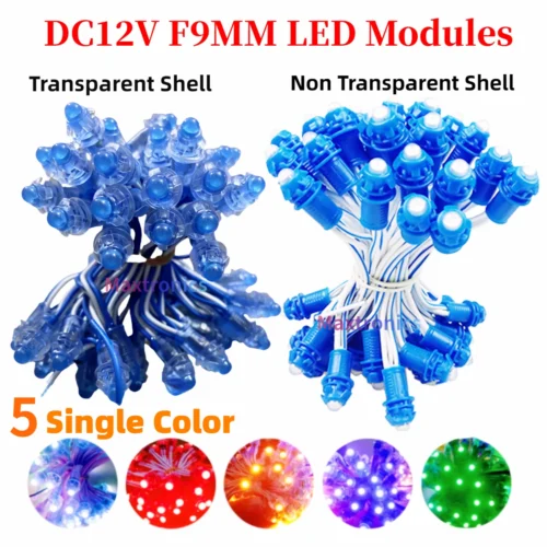 New 500PCS DC12V Single Color LED Modules F9MM LED Pixel String Waterproof IP67 for Amusement Park Decor Advertising Light Board.