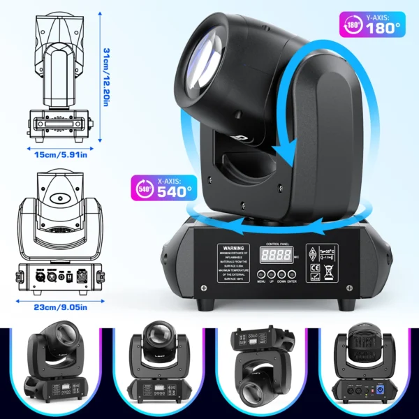 Somspot 100W RGB Moving Head Light Gobo Beam Stage Effect Light Projector DMX512 For DJ Disco Bar Nightclub Wedding Party