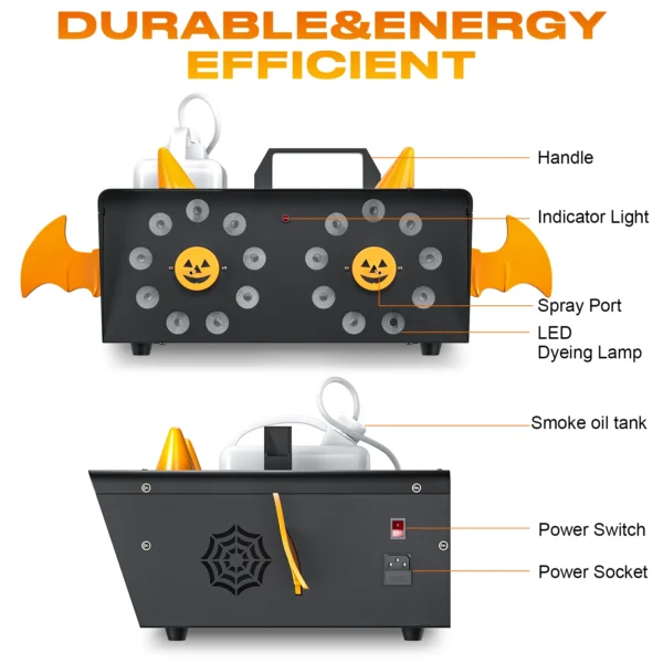 Somspot 1500W LED Fog Machine Remote Fogger Ejector Smoke Machine Stage Equipment for DJ Disco Wedding Party