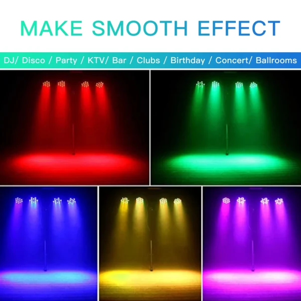 Somspot 4PCS RGBW LED Par Lights Stage Lighting Effect DMX512 Sound Active for DJ Disco Bar KTV Party Wedding Holiday Concert