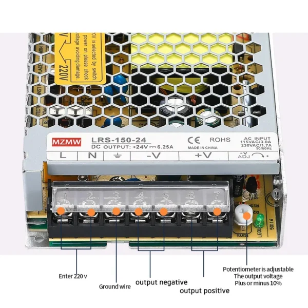 MZMW LRS150 Switching Power Supply 150W Single Output AC/DC 5V 12V 15V 24V 36V 48V LRS-150-5 LRS-150-12 LRS-150-24