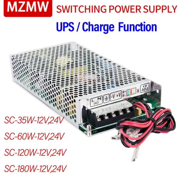 MZMW UPS Charge Function Switching Power Supply SC-35W 60W 120W 180W 12V 24V Monitor 110/220V AC/DC Battery Charger SC-120-12V