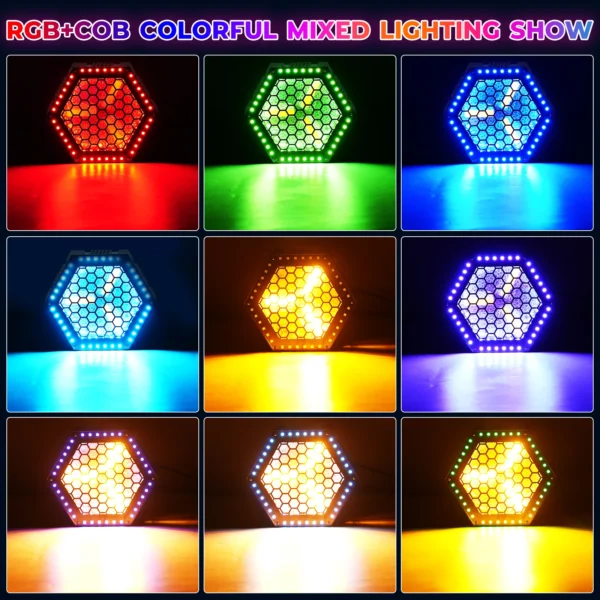 Somspot 200W RGB Retro Flash Light Golden LED Hexagonal Retro Lamp Stage Effect Lighting for Disco Concert Wedding Birthday