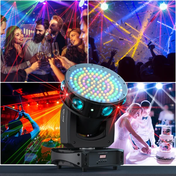 Somspot LED Moving Head Light RGB Beam Lights Stage Light Effect Projector for DJ Disco KTV Party Wedding Holiday Bar Club.