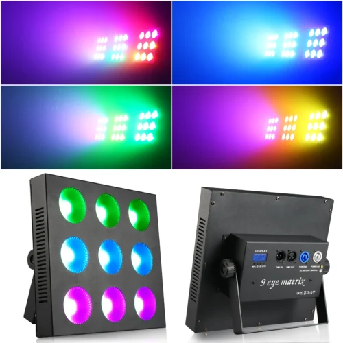 Somspot 9-Eye COB Matrix Light RGBW LED Flat Par Light DMX Stage Light Effect Projector for DJ Concert Party Wedding Dance Hall