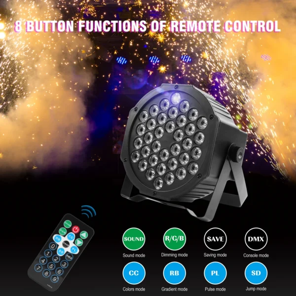 Somspot 4PCS Stage LED Par Light DJ Disco Effect Lighting LED Projection Light for KTV Party Wedding Holiday Bar Club