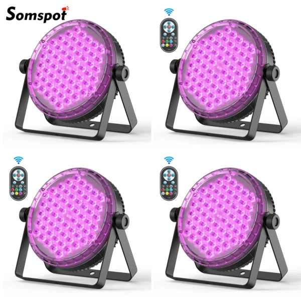 Somspot RGBW 4-in-1 LED Par Lights DMX512 Stage Effect Lighting Projector For DJ Disco Club Wedding Party Church, 4PCS/SET