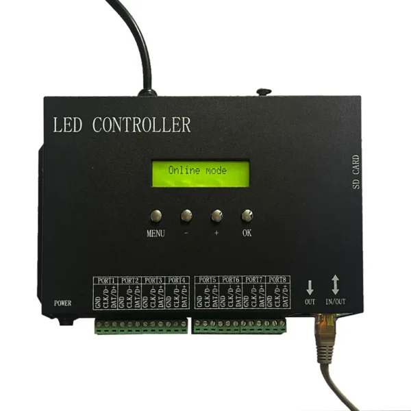 T-300K T300K Pro DMX512 Madrix Artnet To SPI Ethernet LED Pixel Controller PC Online VIA SD Card 8 Ports 8192 WS2811 DJ Stage