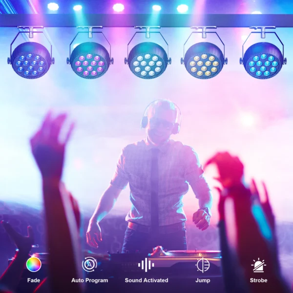 Somspot Mini RGB LED Par Lights Stage Lighting Effect LED Projection Light for DJ Disco Party Holiday Bar Club Wedding Birthday.