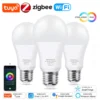 Tuya E27 Zigbee LED Bulbs WiFi Smart LED Lamp RGB+CW+WW 15W 18W LED Light Bulb Works With Amazon Alexa Google Home Room Decorate