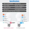 Tuya E27 Zigbee LED Bulbs WiFi Smart LED Lamp RGB+CW+WW 15W 18W LED Light Bulb Works With Amazon Alexa Google Home Room Decorate