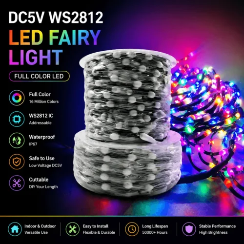 10003000pcs WS2812 LED Pebble Pixel String Light GRB Addressable Full Color IP67 DC5V 15202530mm50mm100mm Pitch Fairy Lamp