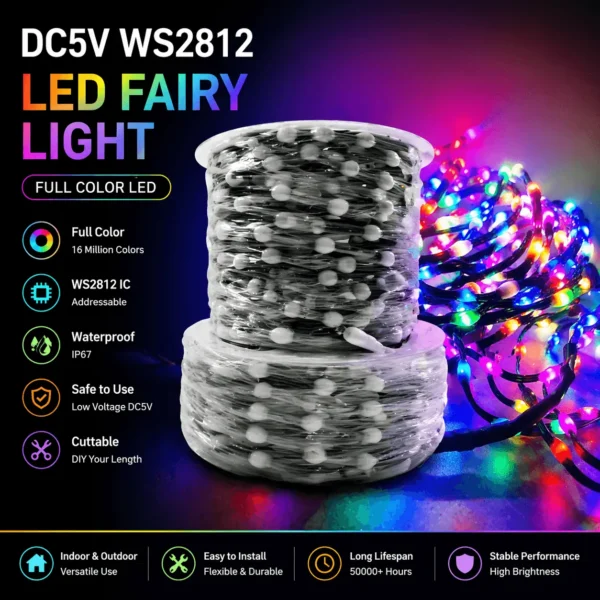 10003000pcs WS2812 LED Pebble Pixel String Light GRB Addressable Full Color IP67 DC5V 15202530mm50mm100mm Pitch Fairy Lamp