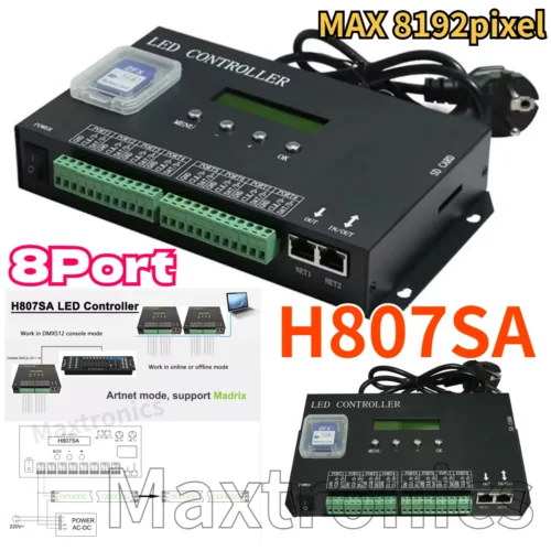 kf-S6332967d716a484d975c8a46c0466988k NEW H807SA Controller Madrix 8 Port Artnet To SPI Pixel Controller MAX 8192 pixel For WS2811 WS2812 WS2812b WS2815 Led Strip Light