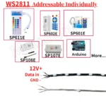 1000-3000PCS Smart WS2811 LED Strip Light RGB Addressable DC12V 15/20/25/30/50/100mm Spacing Full Color IP67 for Christmas Decor