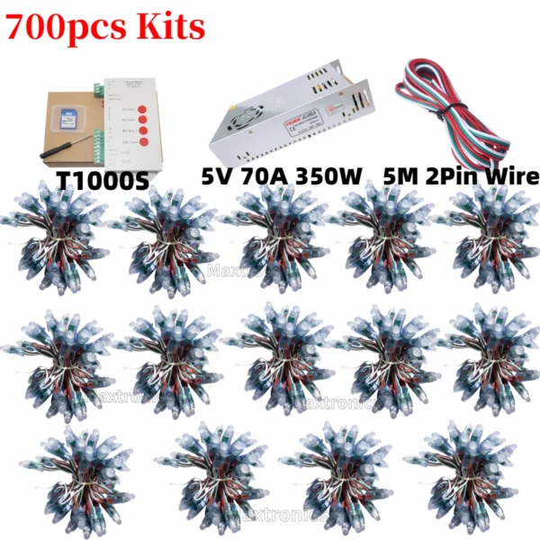 500/600/700pcs WS2811 Full Color LED Module Light Kits DC5V 12mm Waterproof RGB Color Digital LED Pixel Lamp for Festival Decor