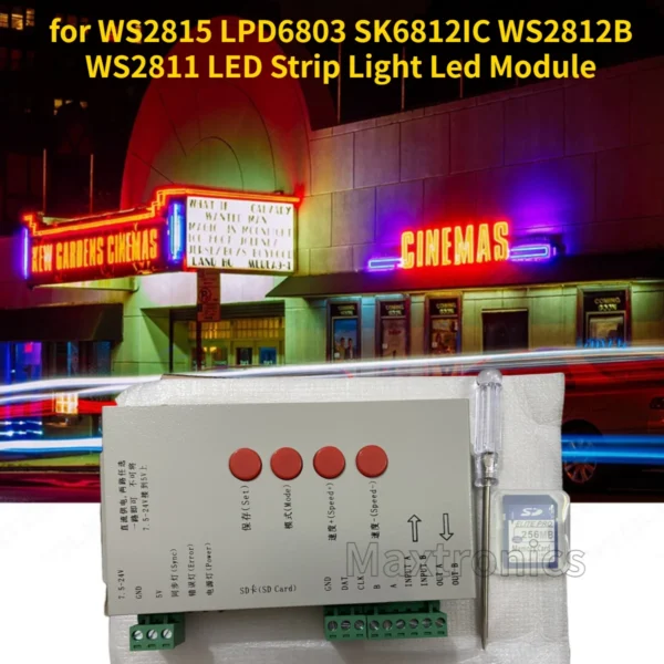 T1000S LED Controller Max 2048 Pixels for WS2815 LPD6803 SK6812IC WS2812B WS2811 LED Strip Light