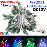 500-1000pcs DC12V 12mm WS2811 LED Module Pixel Light 13.5mm Connector IP68 18AWG White Wire RGB Full-Color Festival Decor Lamps