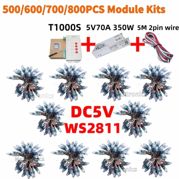 500/600/700pcs WS2811 Full Color LED Module Light Kits DC5V 12mm Waterproof RGB Color Digital LED Pixel Lamp for Festival Decor