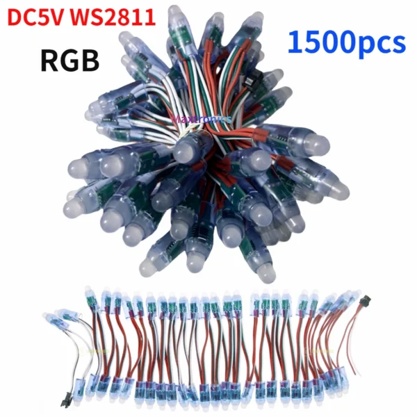 1500pcs WS2811 Full Color Pixel 2811 IC LED Module Light input IP68 DC 5V 12MM waterproof RGB color Digital LED Pixel Light