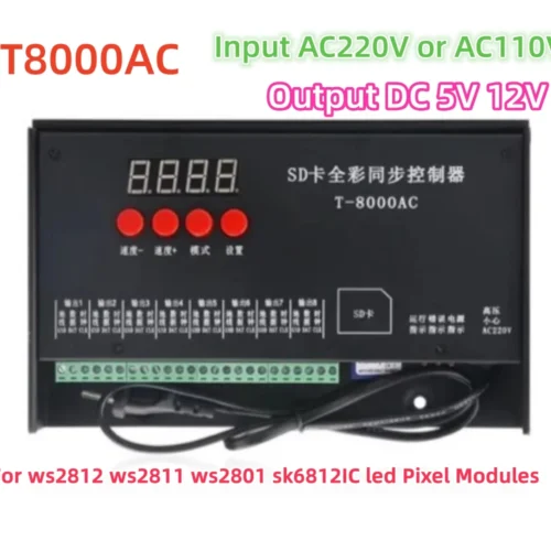 T8000 AC LED Controller 8192 Pixels for LED Strip Light